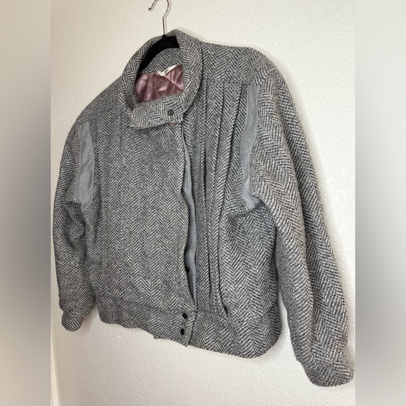 JOCARDI VINTAGE Varsity Tweed Heavyweight Layered Pleated Designer Jacket Coat - Picture 4 of 11